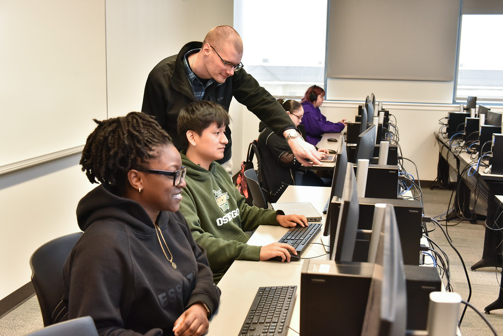 Students collaborating at a hackathon